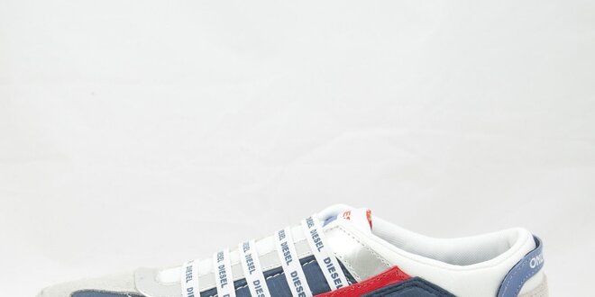 Pánské šedo-modré tenisky s červenými detaily Diesel