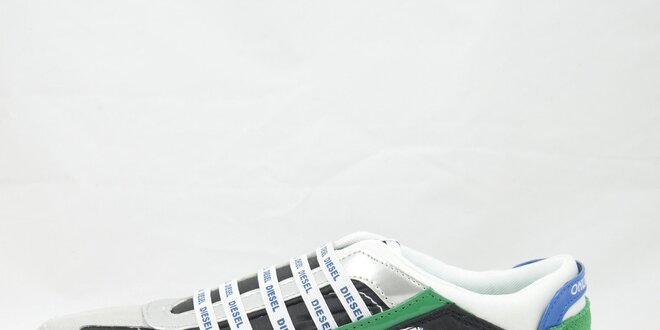 Pánské šedo-zelené tenisky s modrými detaily Diesel