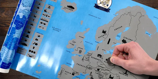 Stírací mapa Evropy pro vášnivé cestovatele