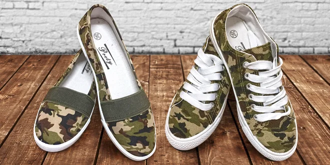 Balerínky a tenisky v army stylu