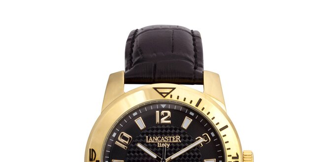 Pánské černo-zlaté analogové hodinky Lancaster
