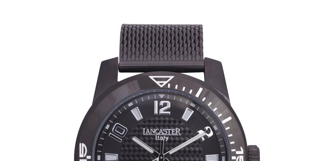 Pánské černé analogové hodinky z ušlechtilé nerez oceli Lancaster