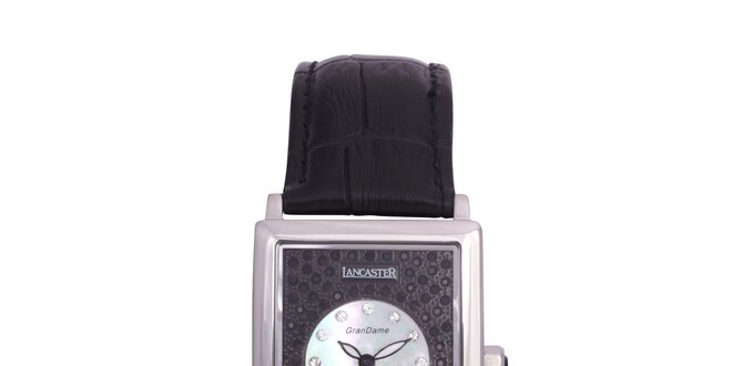 Dámské černé analogové hodinky s krystaly Swarovski Lancaster