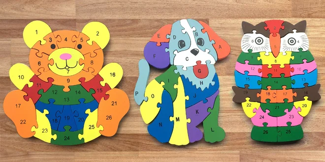 Puzzle z dřevotřísky pro rozvoj jemné motoriky