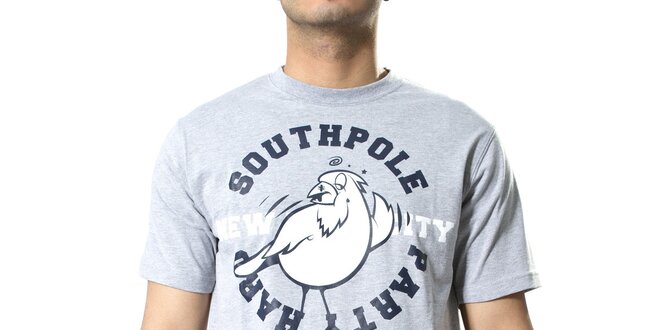 Pánské šedé melírované tričko Southpole s kostkami