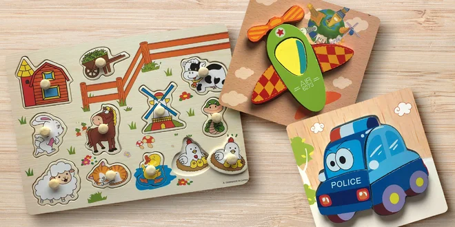 Dřevěné vkládačky pro rozvoj jemné motoriky