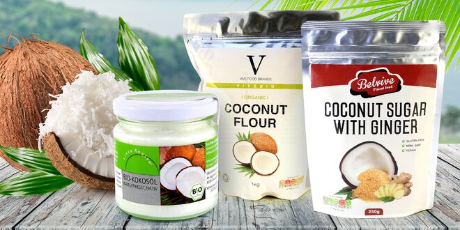 Kokosový cukr, mouka i bio olej pro zdravé vaření