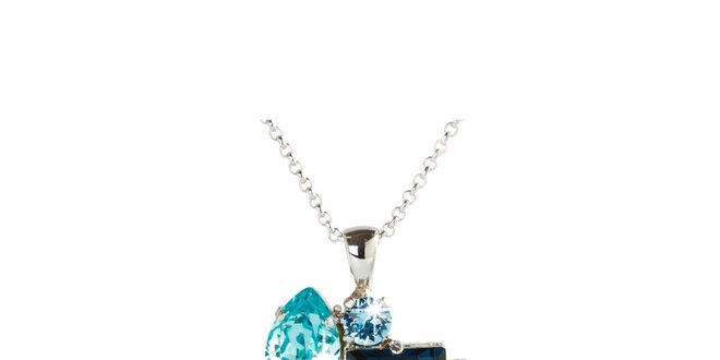 Dámský stříbrný náhrdelník s modrými Swarovski krystaly Destellos