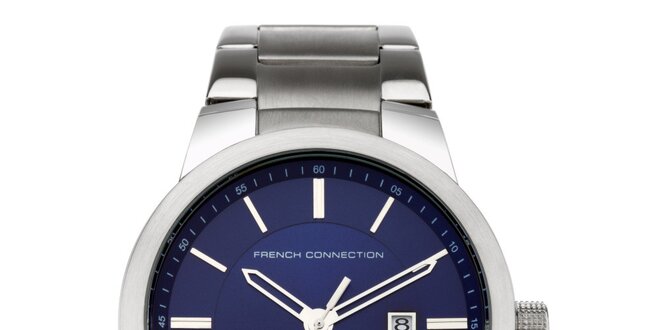 Pánské stříbrno-modré analogové hodinky French Connection