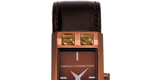 Dámské hnědo-karamelové analogové hodinky French Connection