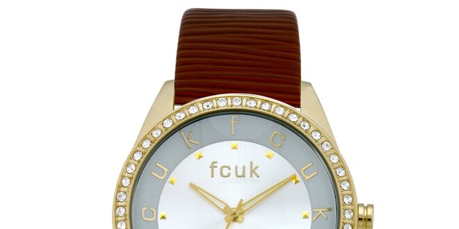 Dámské cihlovo-zlaté analogové hodinky french Connection