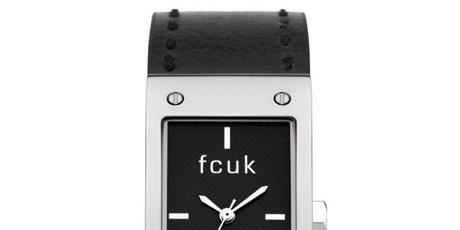 Dámské analogové hodinky s širokým černým páskem French Connection