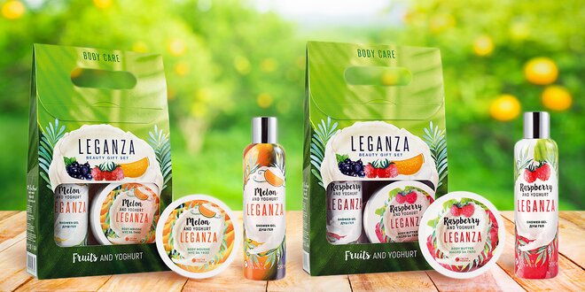 Balíčky tělové kosmetiky Leganza s vůní ovoce