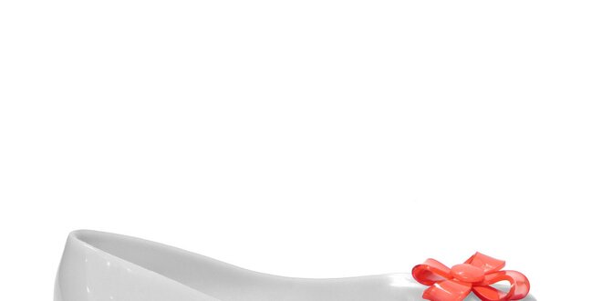 Dámské bílé baleríny Favolla s červenou mašličkou