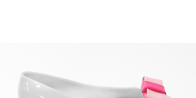 Dívčí bílé balerínky s růžovou mašlí Favolla