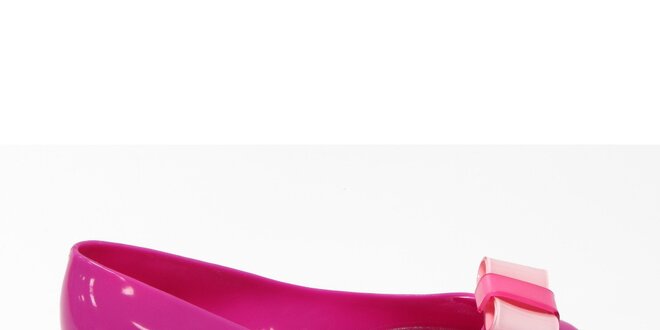 Dívčí fuchsiové balerínky s růžovou mašlí Favolla