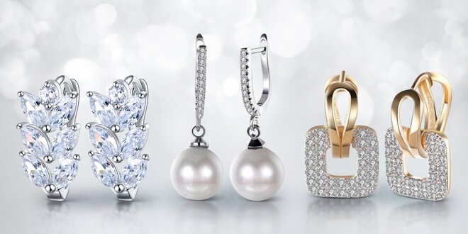 Zářivé a elegantní náušnice se zirkony a perlami