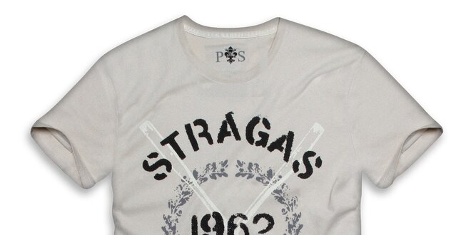 Pánské  béžové tričko s potiskem Paul Stragas