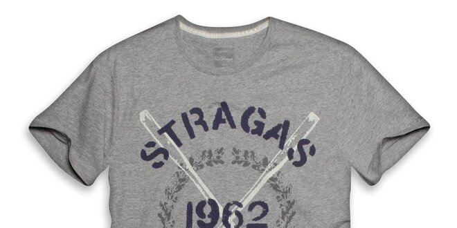 Pánské šedé tričko s potiskem Paul Stragass