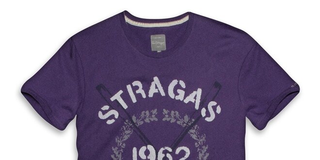Pánské fialové tričko s potiskem Paul Stragass