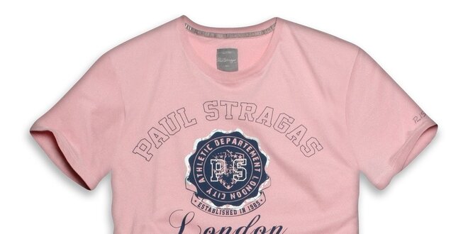Pánské růžové tričko s potiskem Paul Stragas