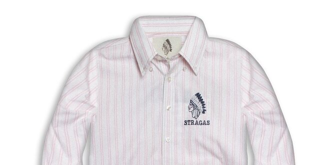 Pánská bílo-růžová pruhovaná košile Paul Stragas