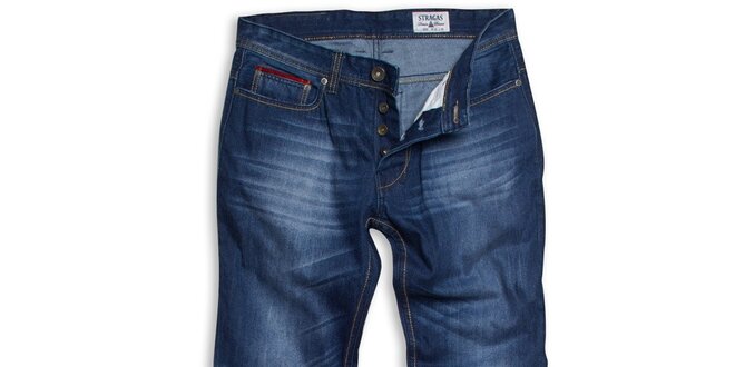 Pánské modré džíny s červeným detailem Paul Stragas