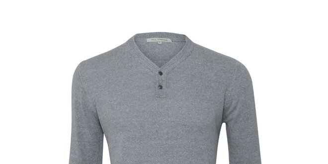 Pánský šedý svetr s tmavými záplatami Paul Stragas