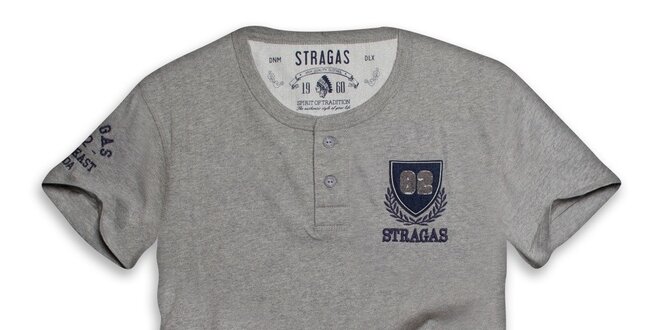 Pánské šedé triko s výšivkou Paul Stragas