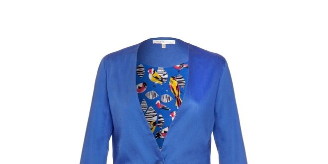 Dámské modré sako s ptačí podšívkou Uttam Boutique