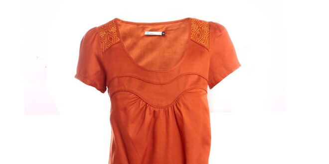 Dámské cihlově oranžové šaty s mašlí 2two