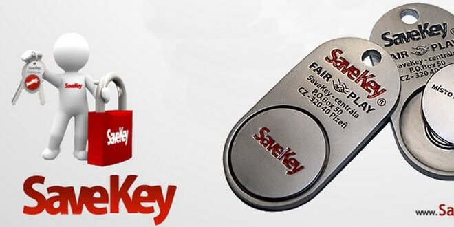 289 Kč za TŘI bezpečnostní  přívěsky SaveKey - systém pro ztracené klíče!