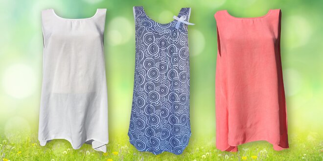 Elegantní letní tuniky: jednobarevné i se vzory