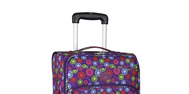 Dámský fialový kufr na kolečkách se sluníčky Movom
