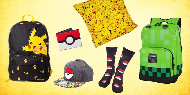 Pokémon a Minecraft: batohy, ponožky i polštářky