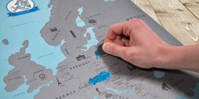 Pro nadšence eurovíkendů: Stírací mapa Evropy