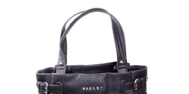 Dámská černá kabelka s výraznými švy Sisley