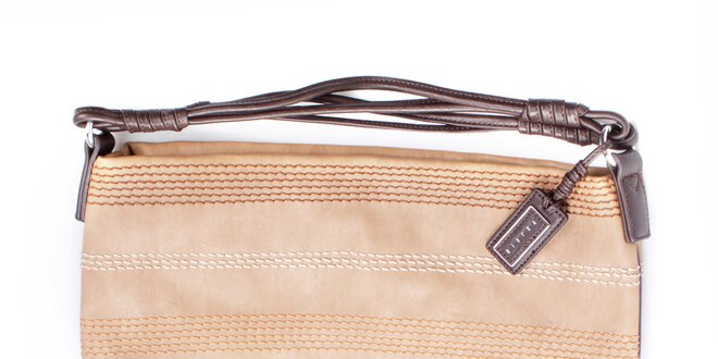 Dámská béžová kabelka s prošíváním a hnědými uchy Sisley