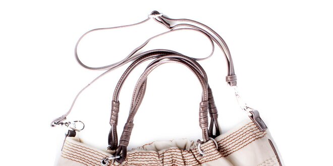 Dámská oválná smetanově béžová kabelka s prošíváním Sisley