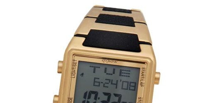 Pánské zlaté digitální retro hodinky Oxbow