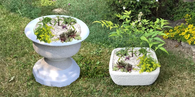 Ručně opracované venkovní betonové květináče