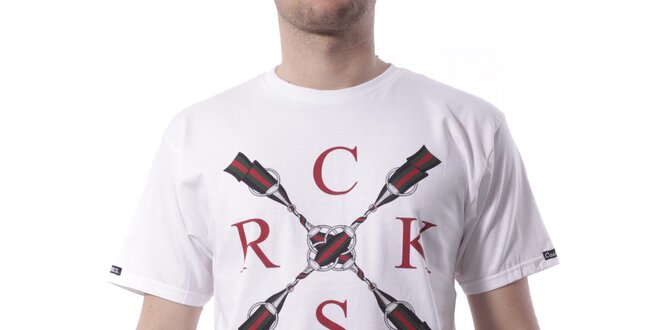 Pánské bílé tričko Crooks & Castles s barevným potiskem
