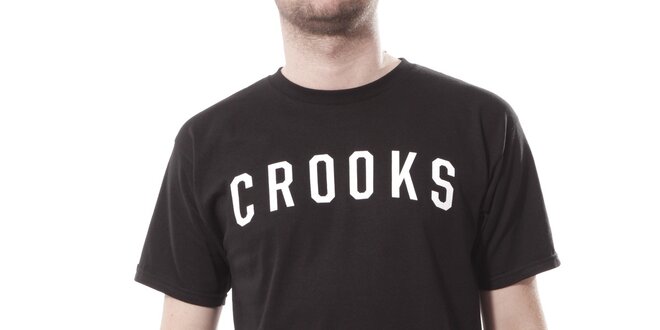 Pánské černé tričko Crooks & Castles s bílým potiskem