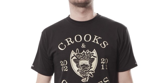 Pánské černé tričko Crooks & Castles s potiskem