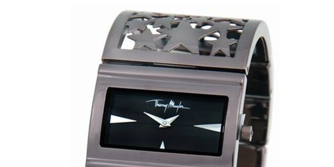 Dámské stříbrné ocelové náramkové hodinky s hvězdičkami Thierry Mugler