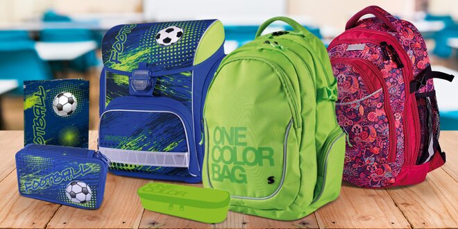 Školní batohy a aktovka s penálem a deskami