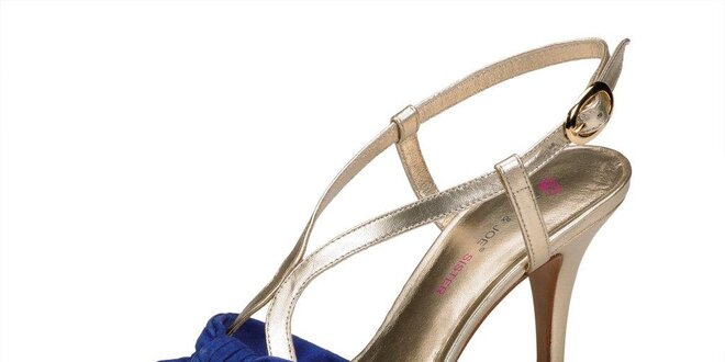 Dámské modro-zlaté sandále Paul & Joe Sister na vysokém podpatku