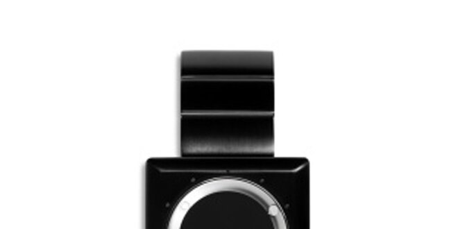 Černé analogové hodinky se stříbrným ciferníkem 666 Barcelona