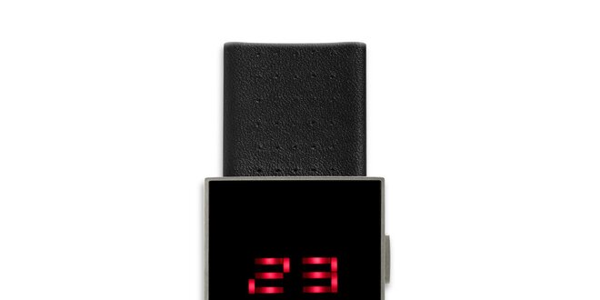 Černé hranaté digiální hodinky 666 Barcelona