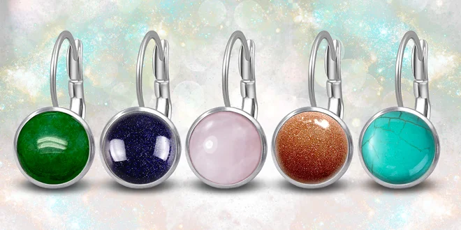 Ocelové náušnice Gemstone s přírodními kameny